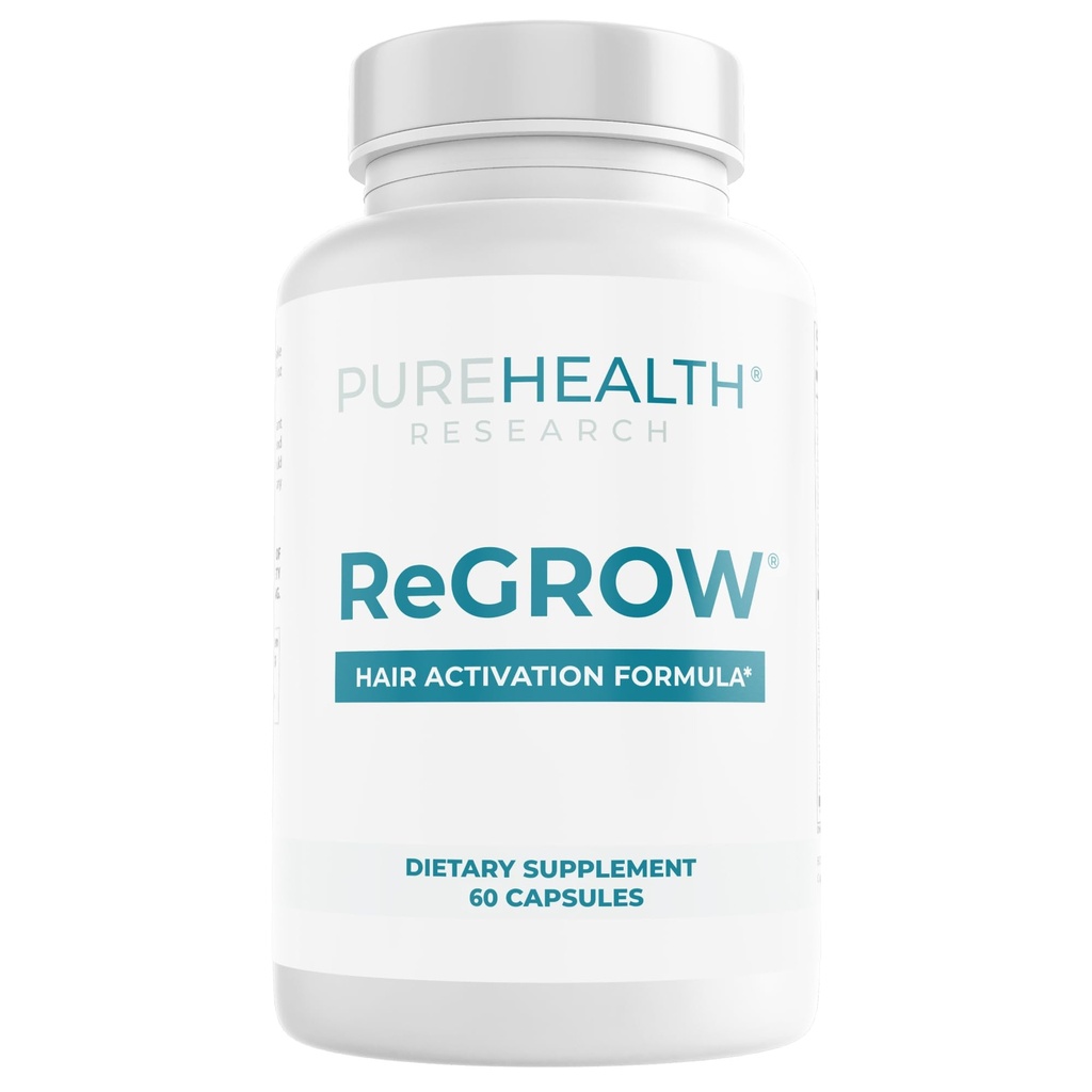 PUREHEALTH regrow - Βιταμίνες για την ανάπτυξη των μαλλιών - με Saw Palmetto, Biotin, Collagen, Zinc, Iodine, Selenium & More - Συμπληρώματα μαλλιών για γυναίκες & άνδρες - 60 κάψουλες