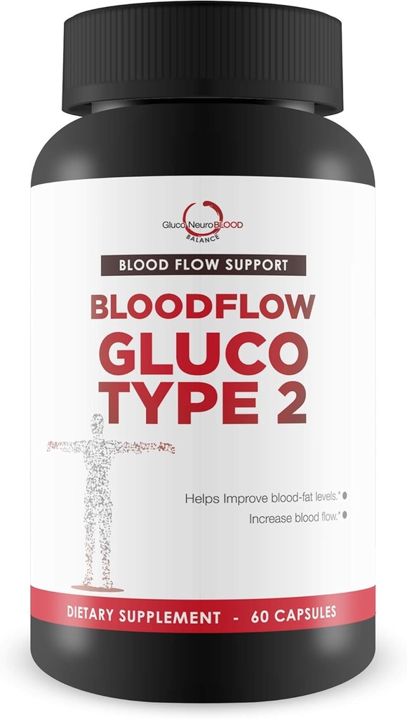 Bloodflow Gluco Type 2 - Blood Boost Blood Flow Support - Support Blood Health - Poor Circulation Supplements - Blood Circulation Supplements - Blood Gemi Health