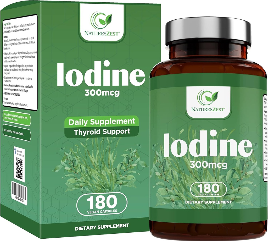 Iodine Supplement - 180 Caps, 180-Day-Supply - Tiroid Desteği Tamam - 30006 Pure Iodine per Capsule - Tiroid Formula, Normal Bir Tiroid Fonksiyonu için - Pyumide - Vegan Iodine Supplement