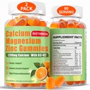 B12 ile Magnezyum Gummies for Adult: 1200 mguba Citrate 400 mg Magnezyum Glycinate with D3 B12 - Sugar Free High Abpole Supplement for Women Men (60)