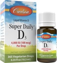 Carlson Super Daily D34.000 IU (100 mcg), Kalp ve Immune Health, Teeth & Bone Strength, Unflavored, 365 Drops