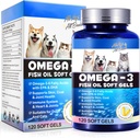 Omega-3 Köpekler için Balık Yağı, Omega 3 Balık Yağı EPA & DHA Destekleri Köpek Mevsimi Tüm Enerjiler Yardımı, Immune Function, Itch Skin Relief & Trust Health, Pet Supplements - 120 Soft Gels