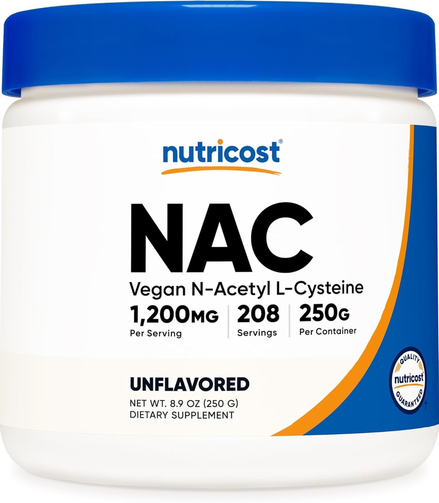 Nutricost N-Acetyl L-Cysteine (NAC) Toz 250 Grams - Vegan NAC, Non-GMO, Gluten Free