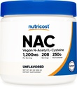 Nutricost N-Acetyl L-Cysteine (NAC) Toz 250 Grams - Vegan NAC, Non-GMO, Gluten Free
