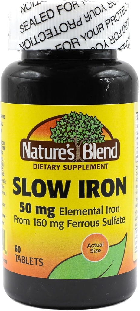 Nature's Blend Slow Iron 50 mg (160 mg) Yavaş Fe® 60 Tabletlerle karşılaştırıldığında