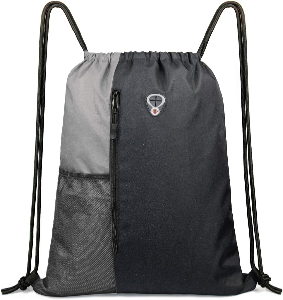 BeeGreem Grey Sport Τσάντα κορδόνι τσάντα κορδόνι για τις γυναίκες άνδρες Γυμναστήριο Backpack με μπουκαλάκια νερό Pockets και δύο Zipper Pockets 16" x 20"
