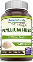 Pure Naturals Psyllium Husk Supplement | 750 Mg Per | 240 Veggie Capsules | Non-GMO | Gluten-Free | Made in USA