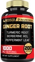 7in-1 Ginger Root Supplement with Turmeric Curcumin, Berberine, Peppermint Leaf, Astragalus Root, Ceylon Cinnamon, Beet Root - 200 Capsules