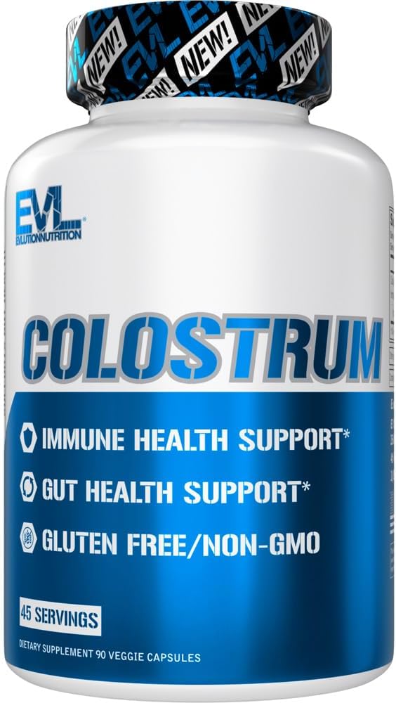 Evlution Beslenme Colostrum - Immune Health Support - Gut Health Support - 1000 mg Colostrum Per Servis - Gluten Free & Non-GMO - Diyetsel Supplement - 45 Hizmet - 90 Veggie Capsules