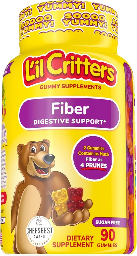 Vitafüzyon Fiber Well Fit Gummies, 90 Kont ve L'il Critters Kids Fiber Gummies, 90 Gummies