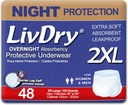 LivDry XXL Gece Kadınlar ve Erkekler için Yetişkin Diapers, Incontinence Underwear, XX-Large, 48-Pack