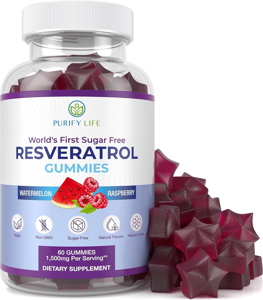 Sugar-Free Resveratrol Gummies - Potent Anti-Aging Antioksi - Digestive & Immune Health - Doğal Herb for Hücre Büyüme ve Onarım - Kolay Chewable NMN Alternatif