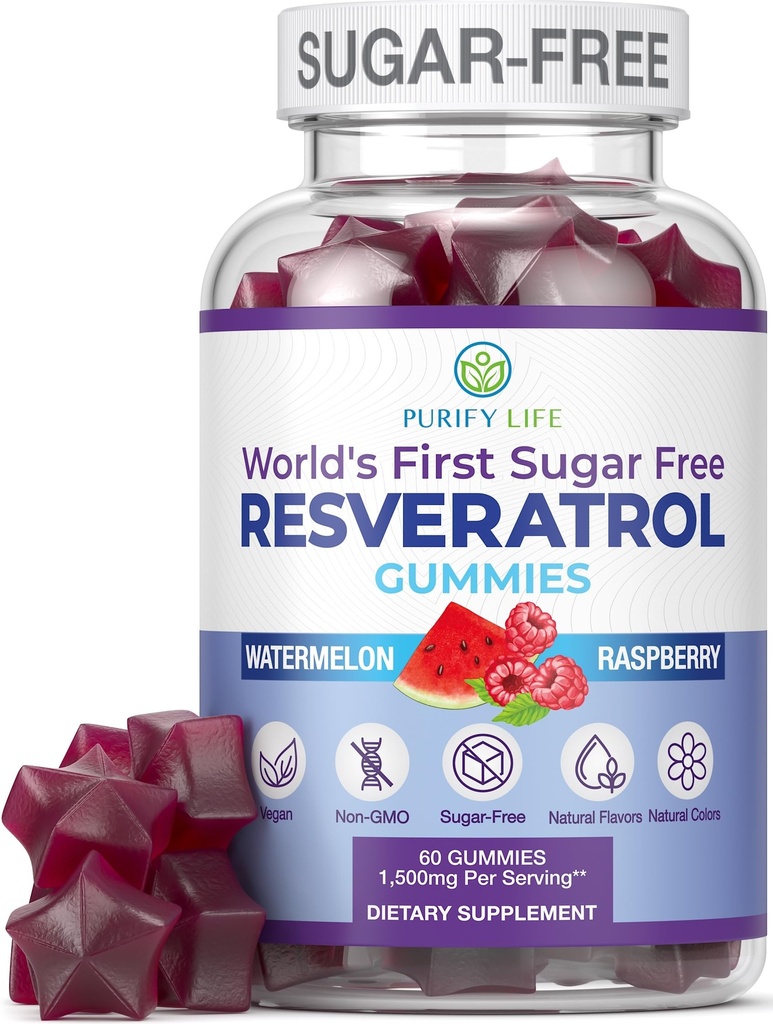 Sugar-Free Resveratrol Gummies - Potent Anti-Aging Antioksi - Digestive & Immune Health - Doğal Herb for Hücre Büyüme ve Onarım - Kolay Chewable NMN Alternatif