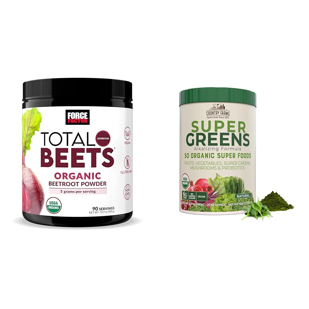 Kuvvet Faktörü Toplam Beets Organik Arıtroot Toz ve Ülke Çiftleri Super Greens İçecek Mix, 50 Organik Superfoods, 20 Hizmet