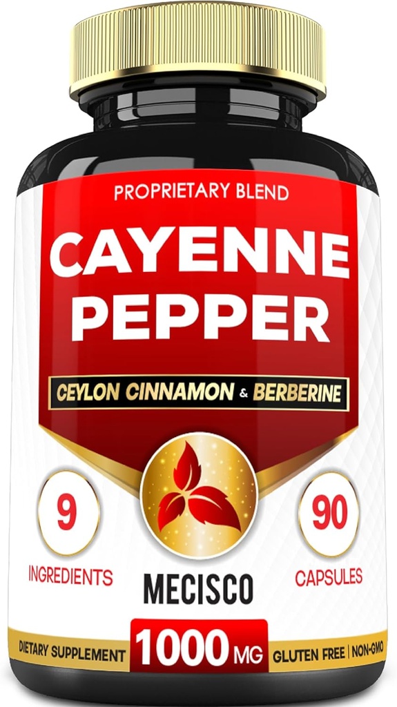 Cayenne Pepper Turmeric Curcumin Root, Berberine HCl, Ceylon Cinnamon Bark & More - 90 Capsules - Support Digestion Health, Immune System & Body Balance