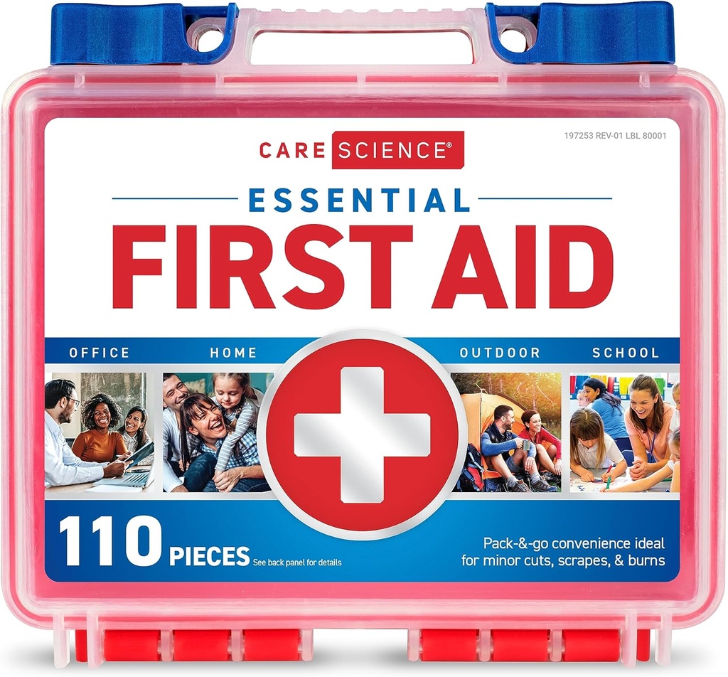 Sağlık Bilimi İlk Yardım Kit, 110 Adet | Seyahat için Profesyonel Kullanım, Çalışma, Okul, Ev, Araba, Acil, Yaşam, Kamp, Yürüyüş ve Daha Fazla