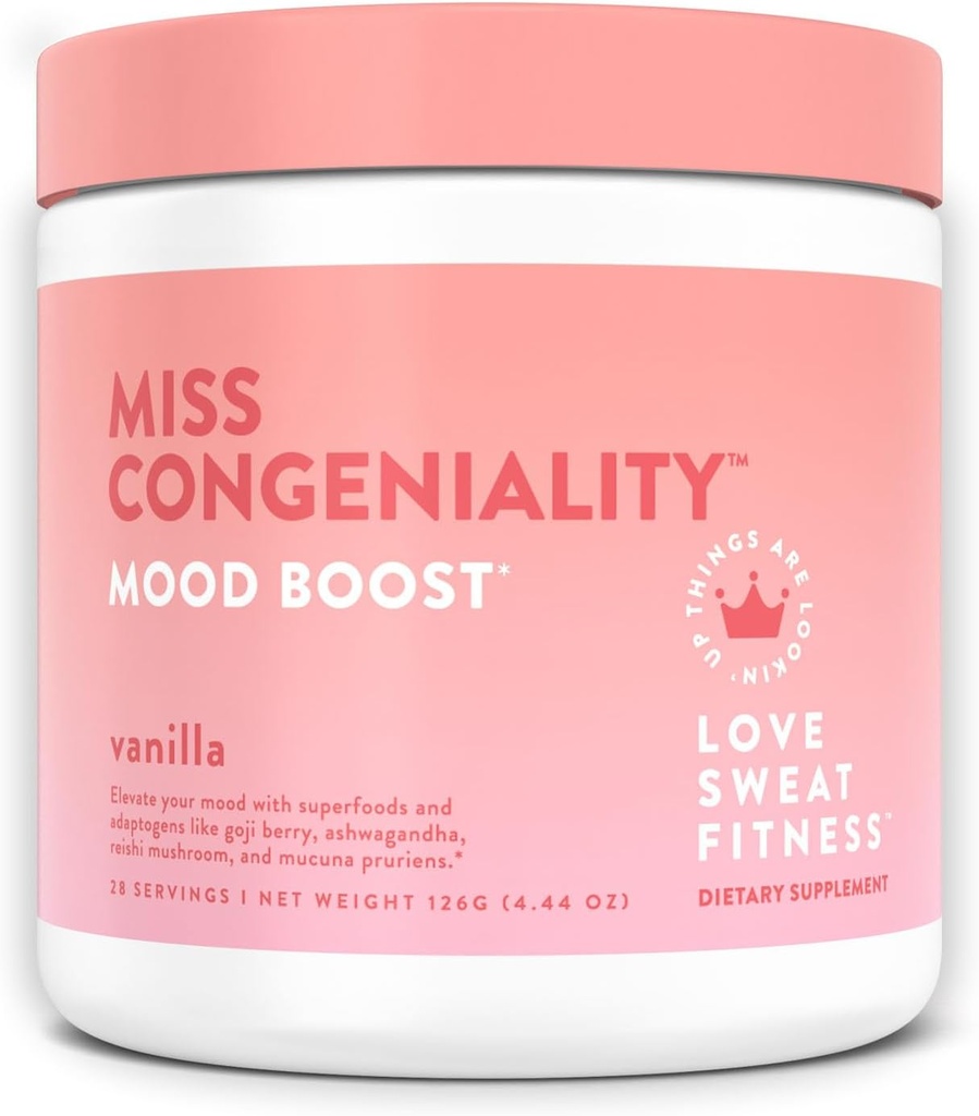 Love Sweat Fitness Mood Boost Toz | Bayan Congeniality Vanilla Mix | İyis Focus, Elevates Mood, Lower Stress, Fights Fatigue | No Sugar, Vegan, Gluten Free, Non-GMO | 28 Servisler