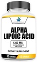American Standard Supplements Alpha Lipoic Acid 1300 mg Per Servis - Vegan, Gluten Free, Non-GMO, 60 Capsules, 30 Hizmetler