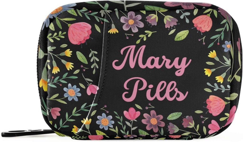 Custom Pill Box 7 Day Pill Τσάντα Υπόθεση Floral Λουλούδια Εξατομικευμένο Όνομα Τσάντα Organizer Ταξιδιών Χάπια με Zipper Φορητή Εβδομαδιαία Θήκη Συμπαγές Μέγεθος για τον κάτοχο συμπλήρωμα βιταμίνης