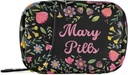 Custom Pill Box 7 Day Pill Τσάντα Υπόθεση Floral Λουλούδια Εξατομικευμένο Όνομα Τσάντα Organizer Ταξιδιών Χάπια με Zipper Φορητή Εβδομαδιαία Θήκη Συμπαγές Μέγεθος για τον κάτοχο συμπλήρωμα βιταμίνης