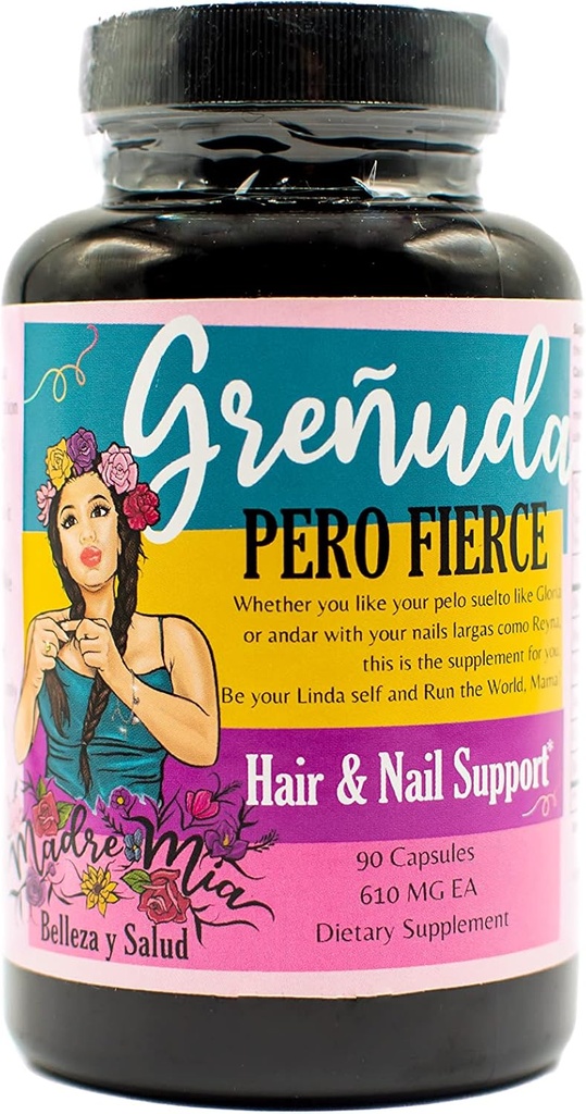 Grenuda Pero Fierce - Saç ve Nail Desteği - Burdock Root, Horsetail, Sting Nettle, Ginko Leaf, Biotin - 30 Day Supply 90 Capsules, 650MG Her