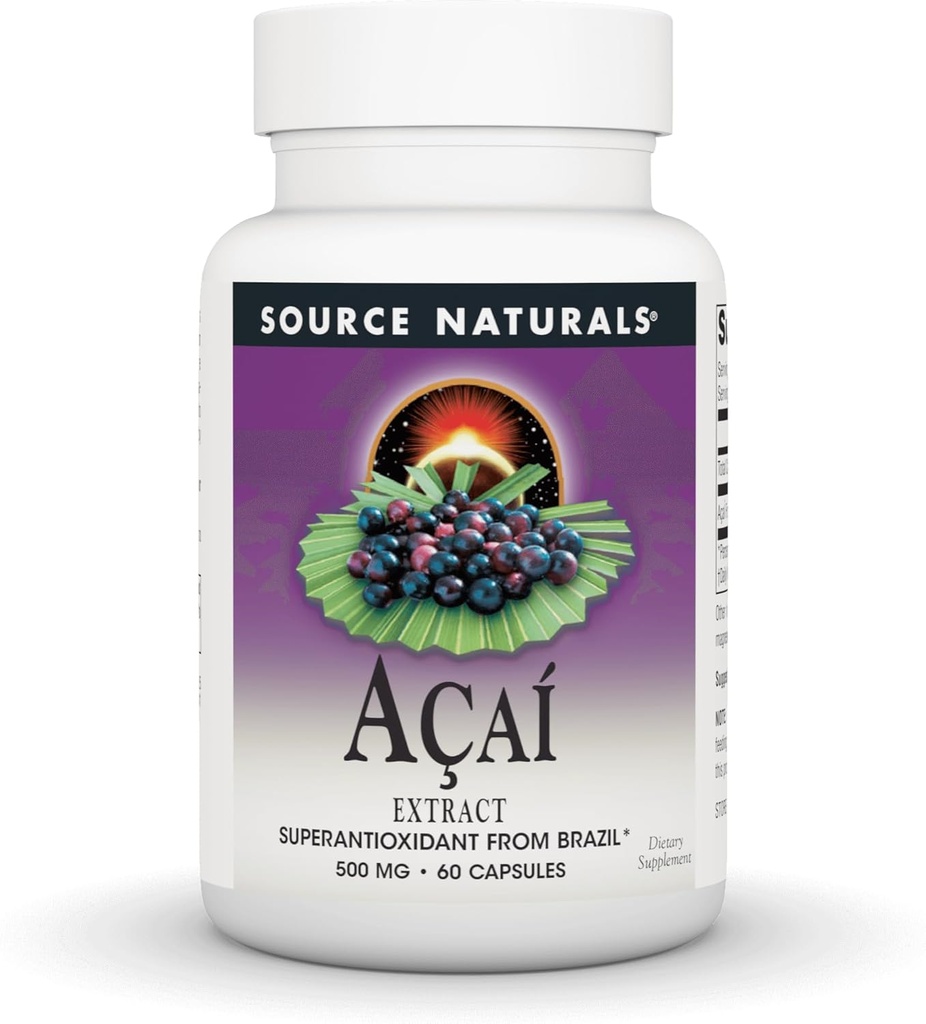 Source Naturals Acai Extract, Υπεραντιοξειδωτικό από Βραζιλία* - 500 Mg - 60 κάψουλες