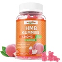 HMB ve Leucine Gummies Supplement: Erkekler için HMB Supplements 1500 mg ve Leucine Amino Asit Kas Kurtarma için Kas Mass Geliştir Endurance Non-GMO Sugar Free Peach 60 Gummies