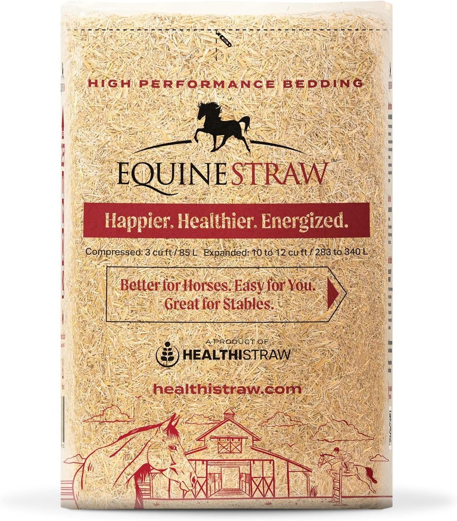 EquineStraw, 3 cu ft (25 lb) 10+ cut ft - Buğday Straw Atlar, Foaling & Dors - Dust-Free, Allergen-Free, Absorbent, Hassas-Skin Güvenli – Sustainable