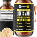 HERBIFY Lions Mane Supplement - Daily Mushroom Supplement for Memory, Focus & Clarity - Brain Branson - Lions Mane Tincture for Immune Support - 2 Fl oz
