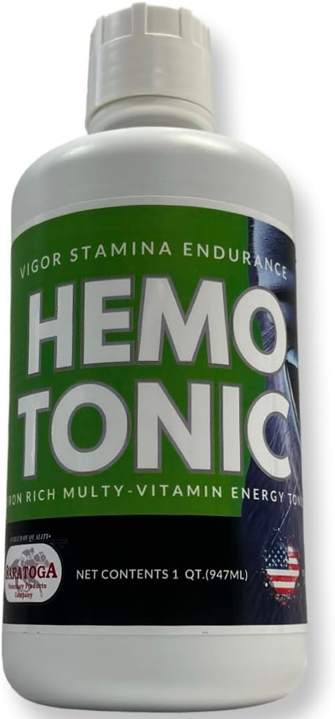 Hemotonic - Iron Rich Multi-Vitamin Energy Tonic Power Packed Blood Builder & Energy Revitalizer for Horses by Saratoga Veterinary Product (1 Qt)