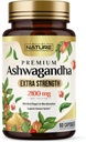 Nature Ashwagandha 2100 mg Ekstra Güçlü Stres Yardımı ve Max Aborpsiyon için Siyah Pepper Türlü Destek - Non-GMO, Vegan, Gluten-Free - 60 Capsules