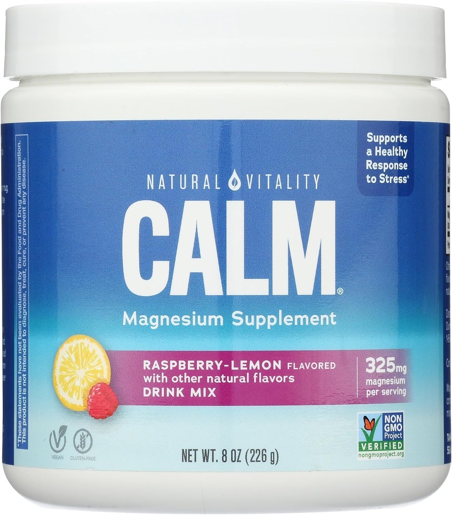 Doğal Vitality Calm, Magnezyum Supplement, Anti-Stress Drink Mix Toz, Original, Raspberry Lemon - 8 Ounce (Pazar Mayıs Vary)