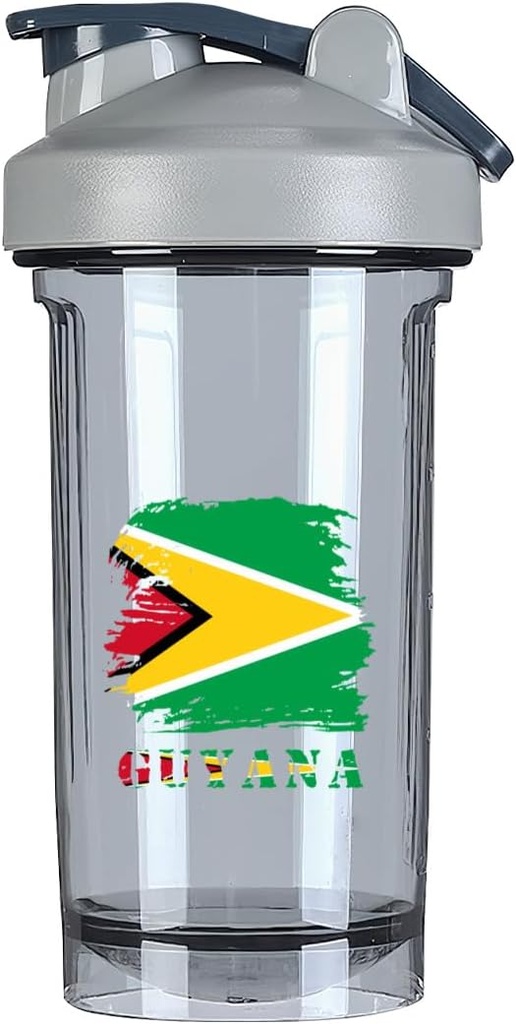 Vintage Guyana Guyanese Flag 18 Ounce Shaker Cup,Fashion Theme Pattern Shaker Şişe Leak-proof Workout Shake Şişes 500ML/18 oz Pre Workout-2 için Mükemmel