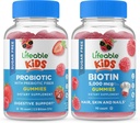 Lifeable Sugar Free Probiyotik + Prebiyotik Fiber Kids + Biotin Kids, Gummies Sche - Great Tasting, Vitamin Supplement, Gluten Free, GMO Free, Chewable Gummy