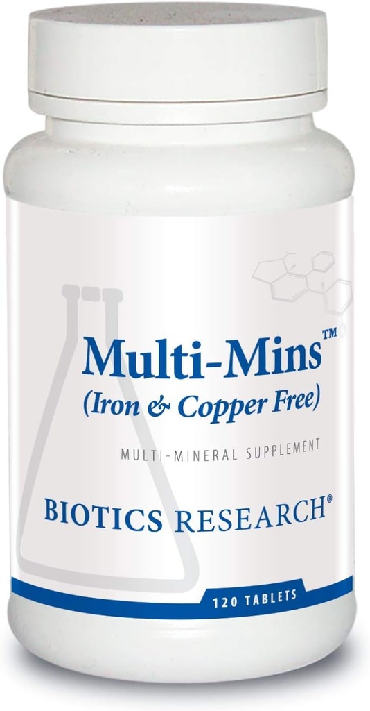 Biotics Research Multi Mins Iron and Copper Free Multi Mineral Complex, Balanced Source of Mineral Chelates and Whole Food, Phytochemicly Bound Trace Minerals, Εύκολα Απορροφημένα. 120 καρτέλες