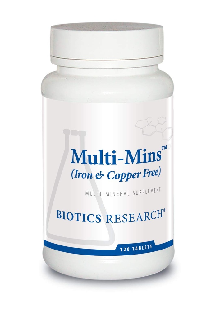 Biotics Research Multi Mins Iron and Copper Free Multi Mineral Complex, Balanced Source of Mineral Chelates and Whole Food, Phytochemicly Bound Trace Minerals, Εύκολα Απορροφημένα. 120 καρτέλες
