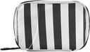 Pfrewn Pill Organizer Case Black ve White Striped Travel Pill Box ile 7 Günlük Portatif Küçük Haftalık Tıp Tamamlayıcıları Kadınlar için Pouch Bag