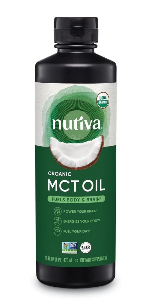 Nutiva Organik MCT Petrol, Kosher, Keto Friendly, USDA sertifikalı Organik, Non-GMO, 16 Akışkan Ounce (kısa 1)