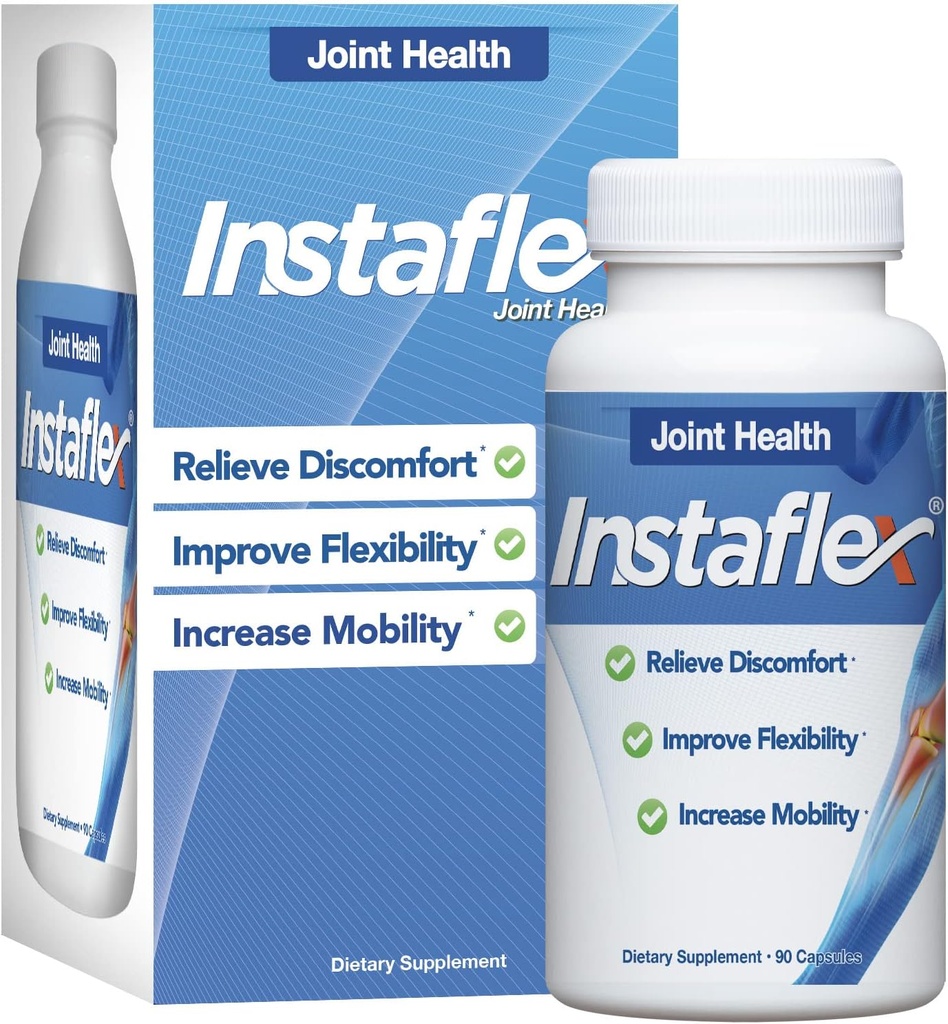 Instaflex Joint Supplement Υποστήριξης - Κλινικά Σπουδασμένη Κοινή Ανακούφιση της Γλυκοσαμίνης, MSM, White Willow, Turmeric, Ginger, Cayenne, Hyaluronic Acid - 90 Κάψουλες
