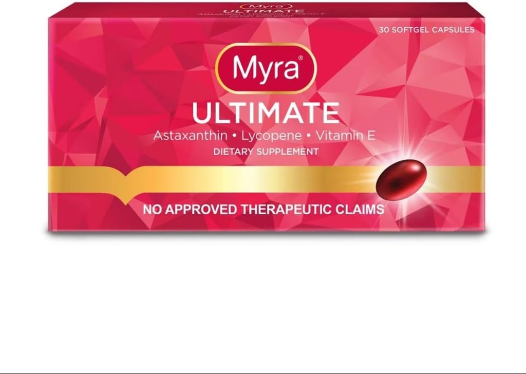 Myra Utimate with Astaxanthin, Lycopene and Vitamin E, 30 Softgel Capsules