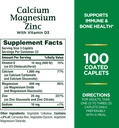 Nature's Bounty Calcium Magnesium & Zinc Caplets, Ανοσοποιητικό & Υποστηρίζοντας την Υγεία των Οστών, 100 Count (Pack of 2)