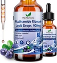 Kadınlar ve erkekler için NAD Nicotinamid Riboside Resveratrol 900 mg & Quercetin, Niacin, Collagen, Biotin, Liquid NAD Plus Supplement NR900 For Anti-Aging Skin Energy Longevity Focus Brain