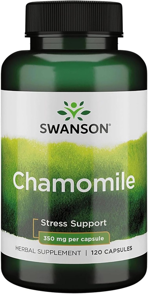 Swanson Chamomile Stres Desteği - Alman Chamomile Çiçek ile Yapılacak - Stres, Rahatlama ve Uyku Desteğini Teşvik etmek için Herbal Supplement - Kolay Vücut ve Zihin Yardım - (120 Capsules)