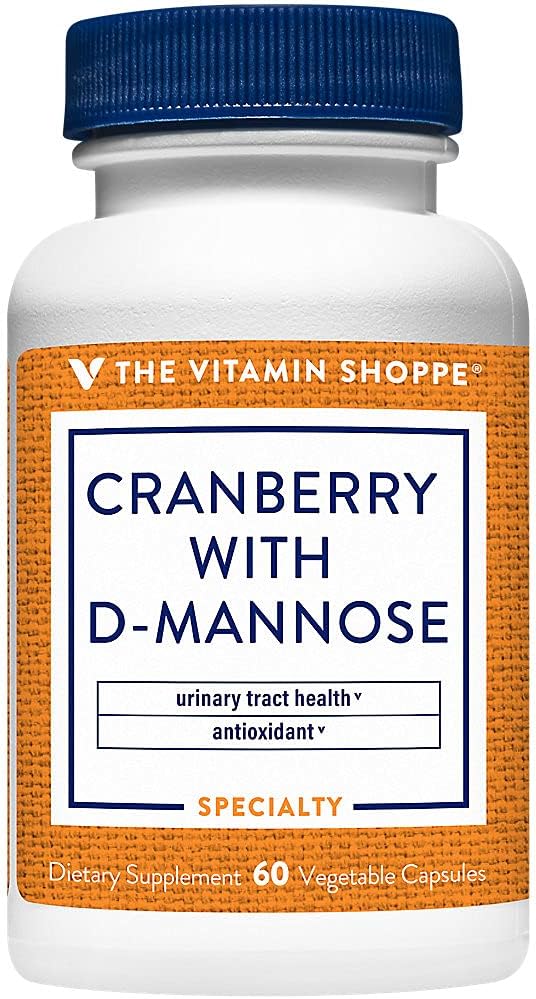 The Shoppe Cranberry with D-Mannose, Urinary Tract & Bladder Health, Antioxy with 60 mg Vitamin C with Cranrich (Cranberry) (60 Veggie Capsules)