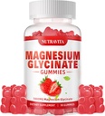 Magnezyum Glycinate Gummies 1000 mg with Magnezyum L-Threonate,Chelated Magnezyum Pyum Kompleksi ile VitD, B6, CoQ10,dis, Supports for Memory, Calm, Mood - 90 Gummies Strawberry
