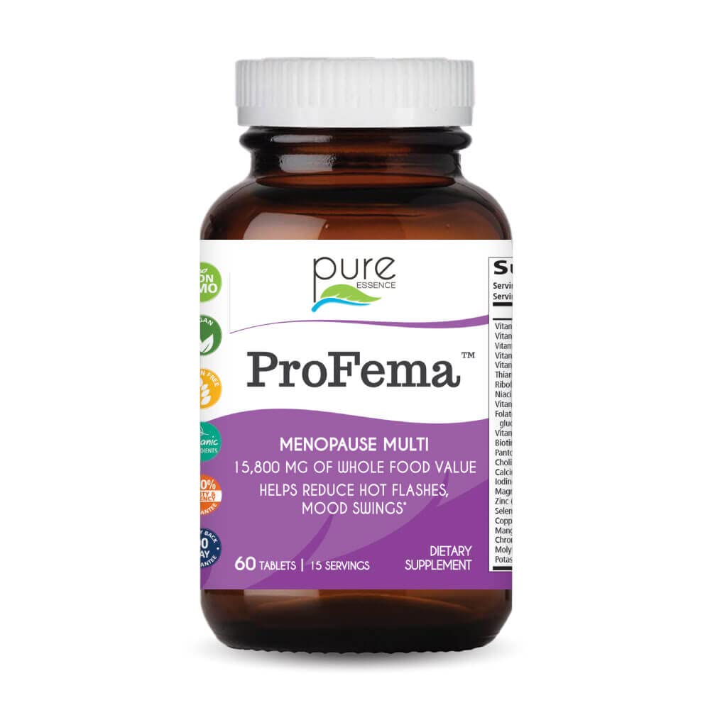 Pure Essence Labs ProFema - Kadınlar için Multivitamin - Doğal Menopause Relief Supplement - Hormon Dengesini Teşvik Ediyor, Sıcak Flashes'leri azaltır, Mood Swings, Night Sweats (60 Capsules)