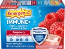 Emergen-C Immune+ Triple Action Immune Support Toz, BetaVia (R), 1000 mg C, B Vitaminleri, Vitamin D ve Antioksis, Raspberry, Back to School Essentials - 30 Count