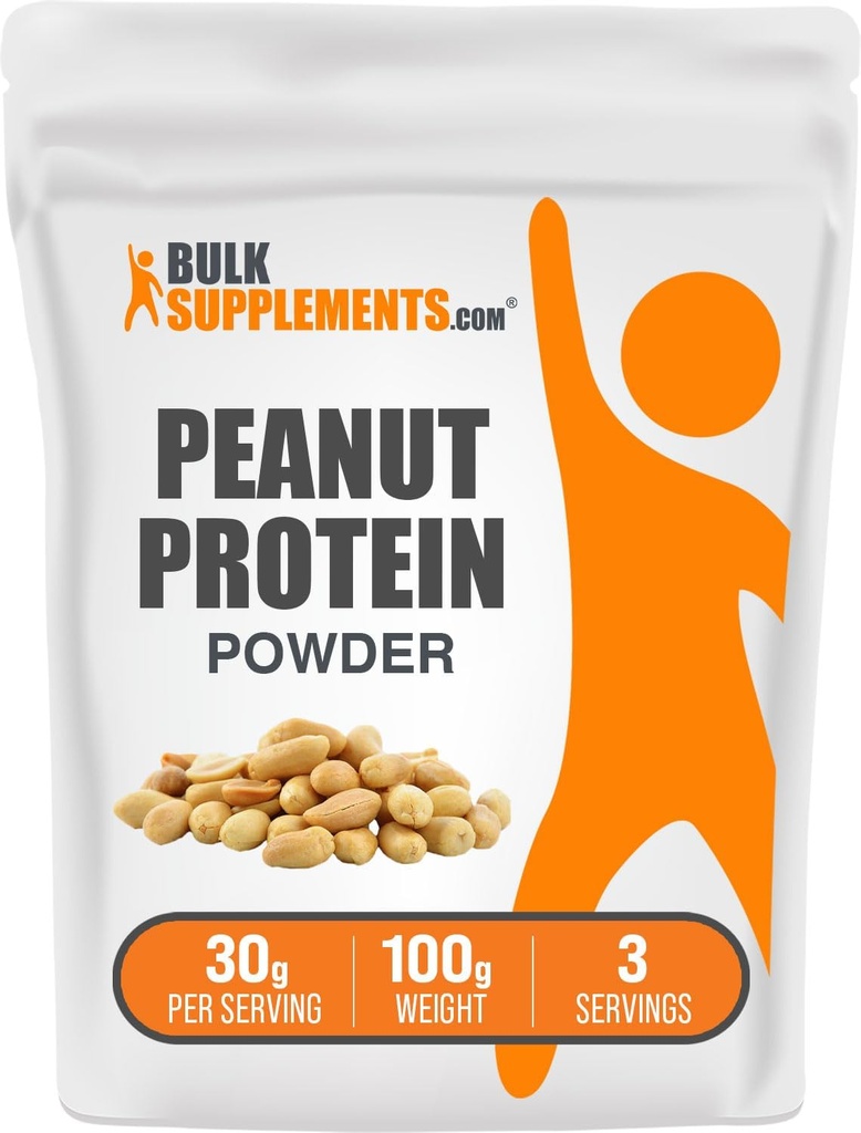 BulkSupplements.com Peanut Flour Protein Tozu - Beffated Peanut Flour, Peanut Protein Flour, Gluten Free, 30g per Service, 100g (3.5 oz) (Pack of 1)