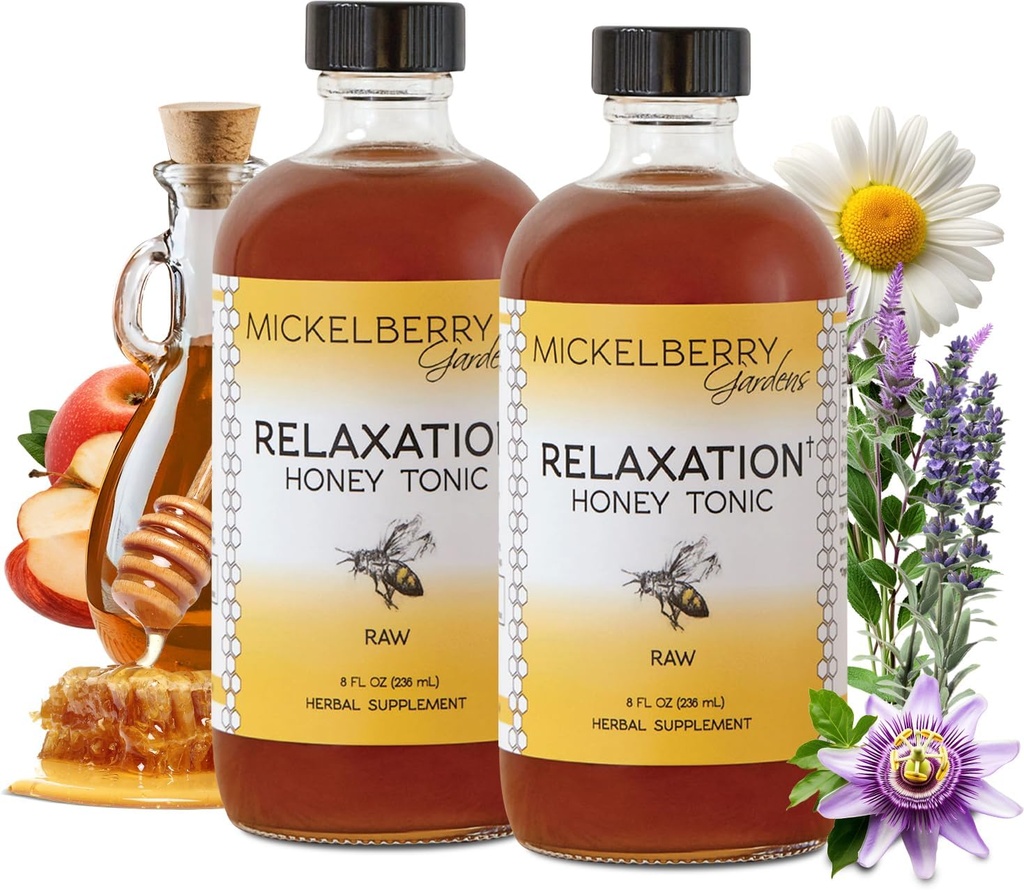 Mickelberry Bahçeleri Honey Tonic – Doğal Gerilme Yardımı ve Uyku Desteği Chamomile, Lavender & Organik Herbs – 8 Oz (Pack of 2)