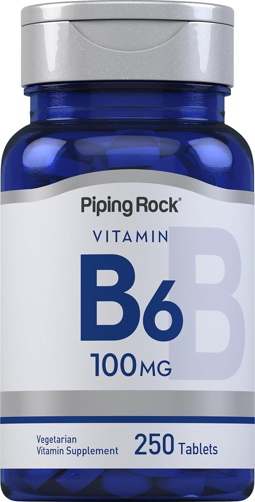 Piping Rock Vitamin B-6 100 mg Supplement | 250 Tabletler | Pyridoksie Hydrochloride | Non-GMO & Vegeterian Formula